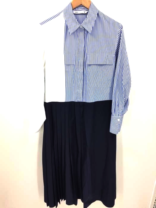 ZARA(ザラ) ストライプ シャツプリーツワンピース レディース JPN：XS