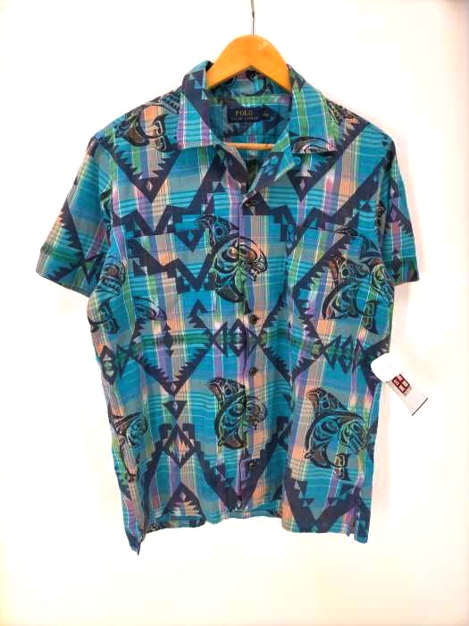 POLO RALPH LAUREN(ポロラルフローレン) 猫目ボタン フルプリント チェックアロハシャツ メンズ import：M