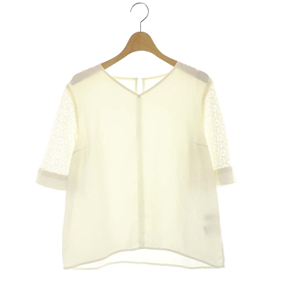 ユーズドフルギ USED古着 {{closet story}} ブラウス レーススリーブ Vネック 五分袖 白 ホワイト /AO ■OS レディース レディース  表記なし