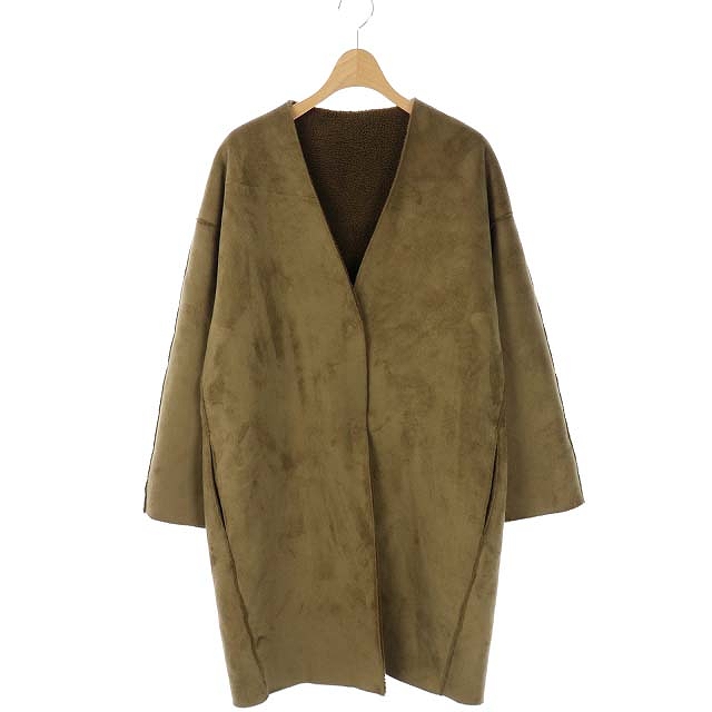 Marble Sud(マーブルシュッド) フェイクスエードコート ノーカラー アウター F カーキ /KN ■OS ■SH レディース  F