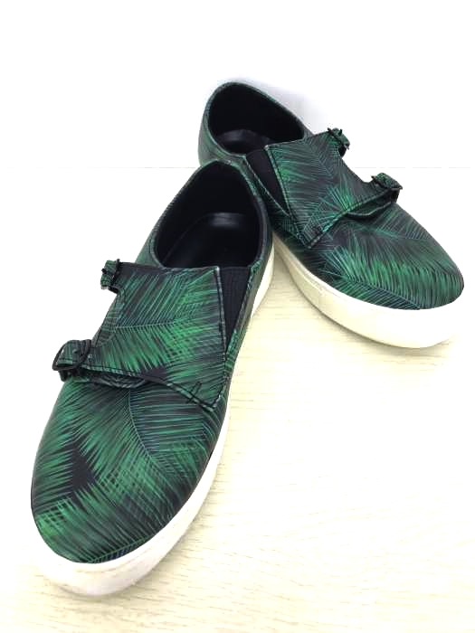 CHARLES & KEITH(チャールズキース) リーフ柄 ダブルモンクストラップ レザースニーカー レディース  36