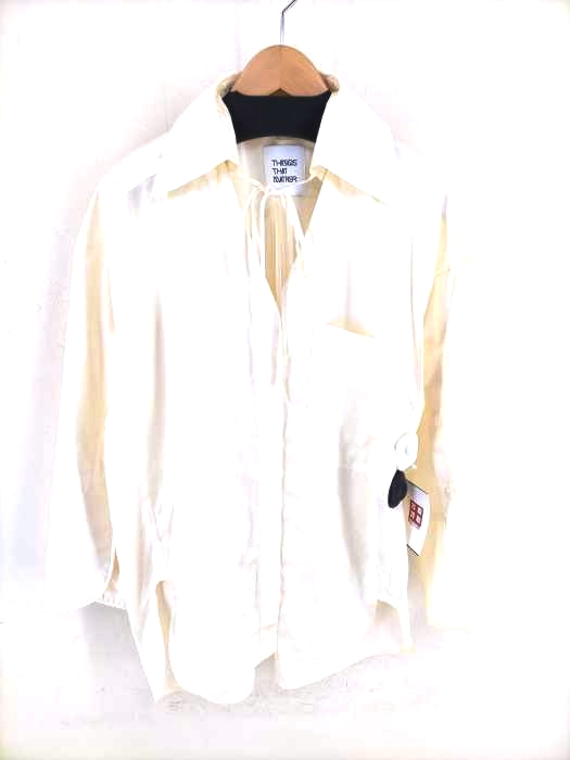 ユーズドフルギ USED古着 {{THINGS THAT MATTER}} LEATHER-LIKE SATIN DETACHABLE COLLAR SHIRT レディース FREE