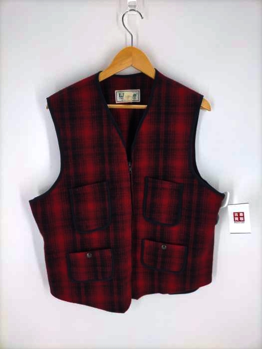 エルエルビーン L.L.Bean 70-80S USA製 チェック柄ウールベスト メンズ JPN：L