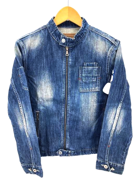 GUESS JEANS(ゲスジーンズ) サガラ刺繍 スタンドカラー ジップアップ デニムジャケット メンズ JPN：L