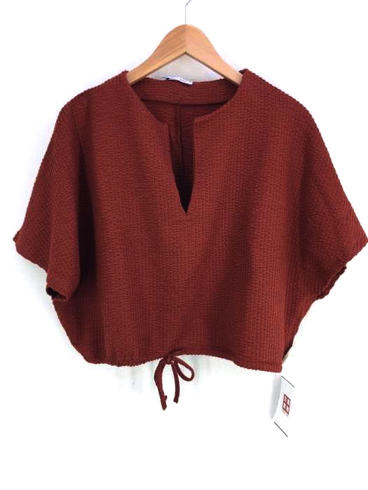 ZARA trafaluc(ザラトラファルック) キーネッククロップドカットソー レディース  M