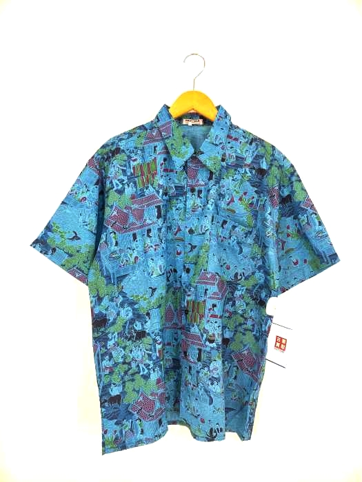 THAI SILK(タイシルク) 総柄 S/S シルクシャツ メンズ import：L