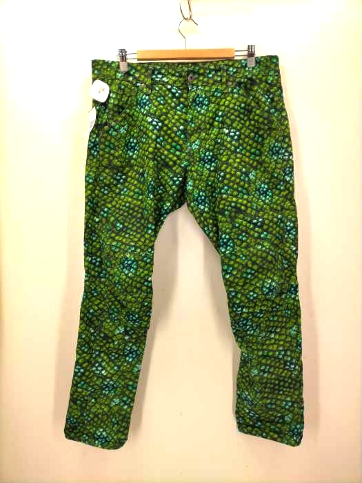 ジースターロー G-STAR RAW グリーンイグアナプリント 3D TAPERED PANTS メンズ  34×30