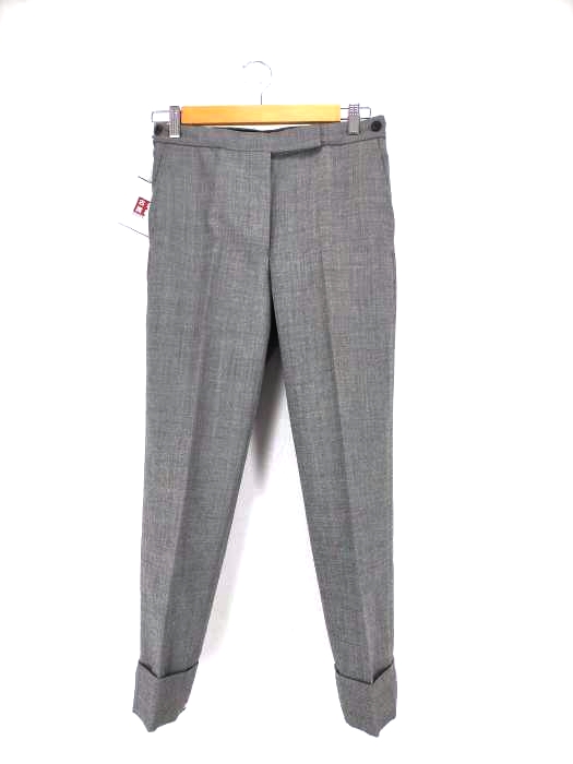 トムブラウン THOM BROWNE 裾ダブル トリコロールテープデザインウールスラックス レディース JPN：0