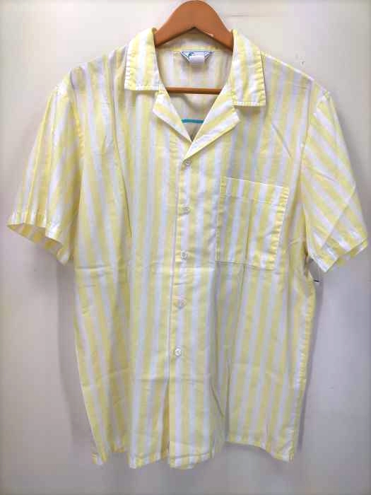 USED古着(ユーズドフルギ) 90S USA製 SEA AND SUN vacation USA バックプリント ストライプ柄半袖開襟シャツ リゾートシャツ メンズ JPN：L