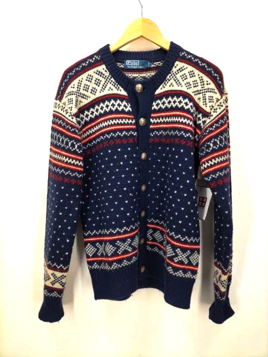ポロバイラルフローレン Polo by RALPH LAUREN コンチョボタン ノルディック柄 ウールカーディガン メンズ JPN：S