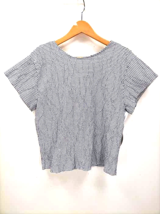 ZARA BASIC(ザラベーシック) ギンガムチェック シワ加工バックリボンブラウス レディース JPN：M