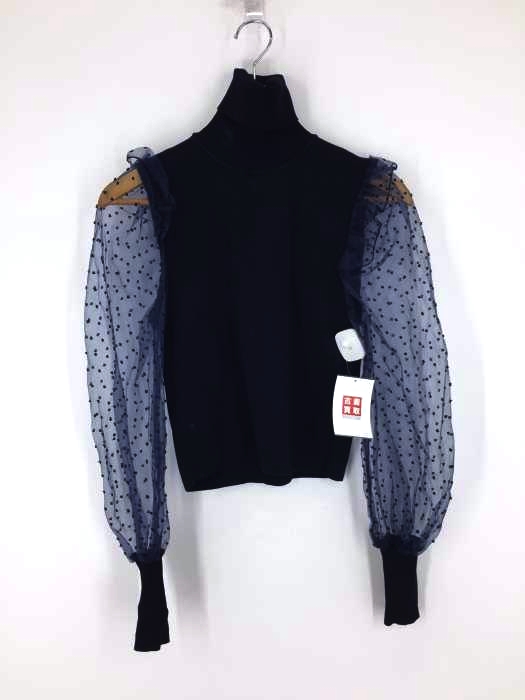 ZARA(ザラ) シースルースリーブハイネックプルオーバー レディース  M