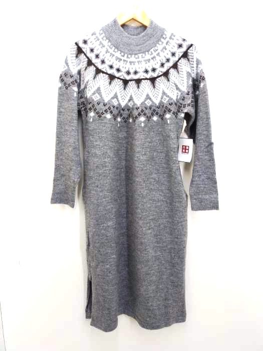 AZUL by moussy(アズールバイマウジー) 求心柄ニットワンピース レディース  M