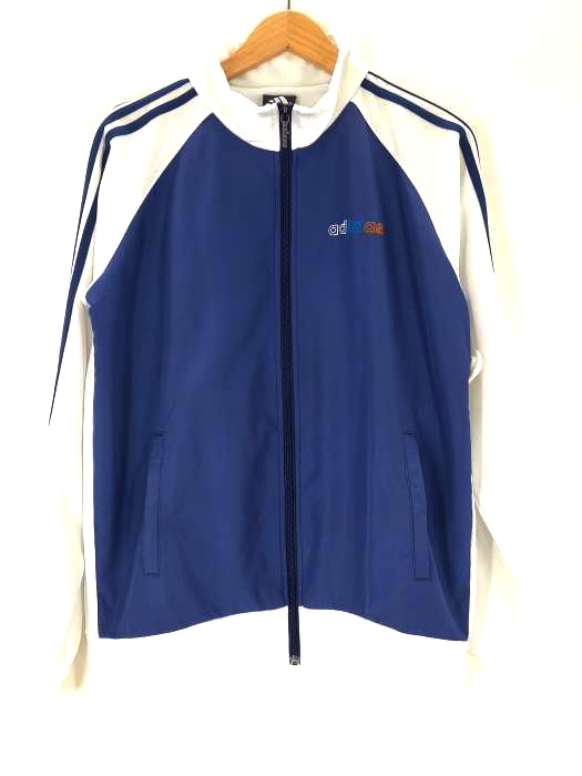 アディダス adidas チェーンステッチ ロゴ 切替 メッシュ ジャージ トラックジャケット メンズ import：L