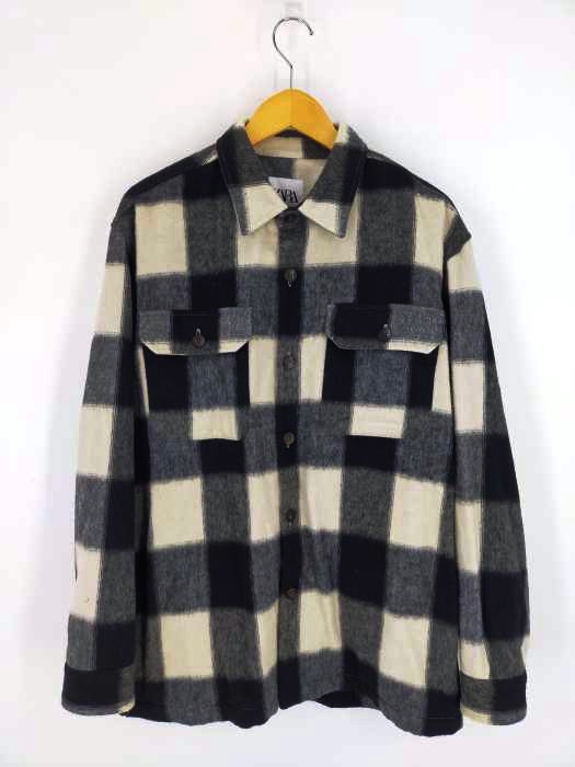 ザラ ZARA ウール混チェックシャツ メンズ JPN：L