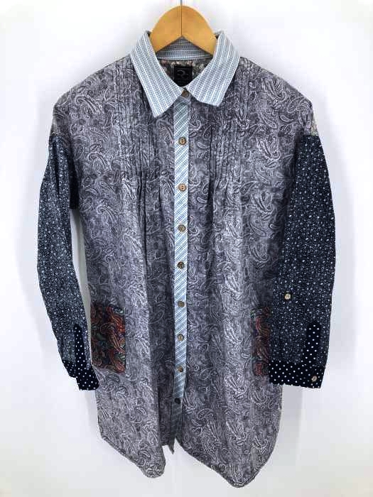 USED古着(ユーズドフルギ) 花柄×ペイズリー×ドット ドッキング フロントタックシャツ 再構築 レディース  表記無