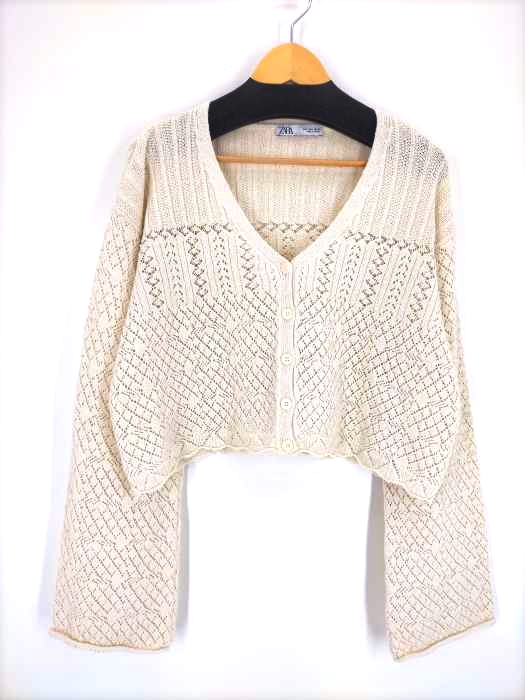 ZARA(ザラ) クロップドレースカーディガン レディース  L