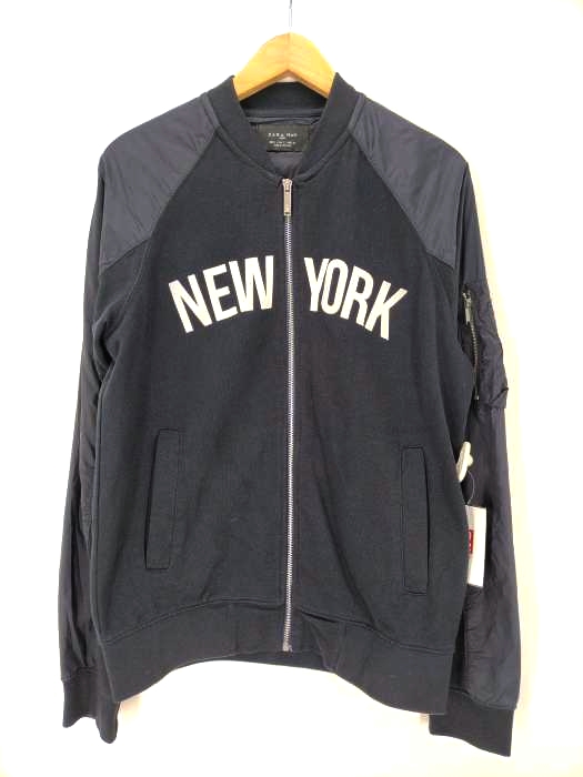 ザラマン ZARA MAN スリーブ切替 プリント コットン MA-1ジャケット ユニセックス メンズ import：L