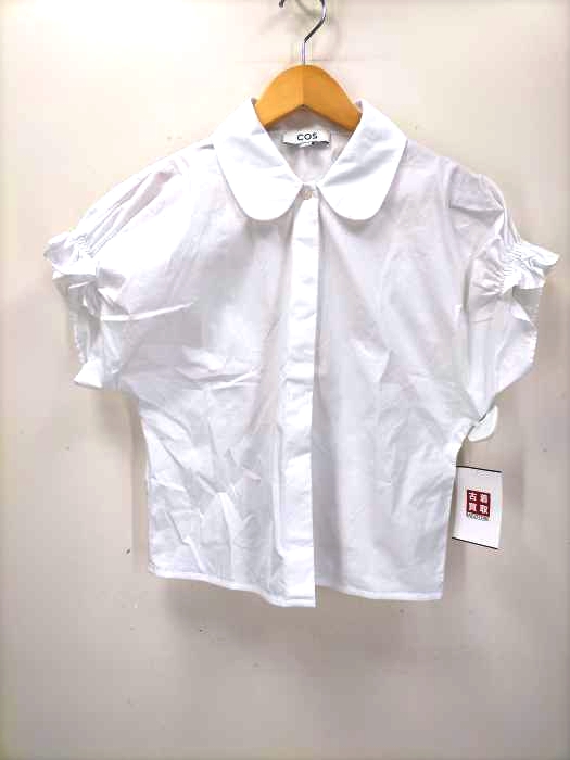 コス COS 22SS スモック半袖シャツ SMOCKED SHORT-SLEEVE SHIRT レディース JPN：36