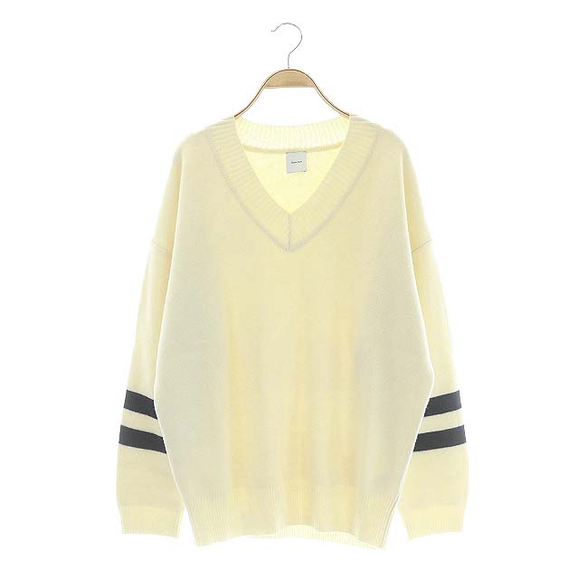 Spick and Span(スピックアンドスパン) スピック&スパン Spick&Span 19AW ニット セーター プルオーバー 長袖 Vネック F アイボリー 黒 ブラック /DF レディース レディース  F