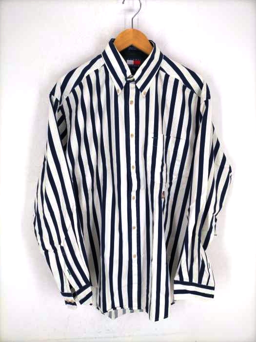 TOMMY HILFIGER(トミーヒルフィガー) ロゴ刺繍ストライプ柄ボタンダウンシャツ メンズ JPN：M