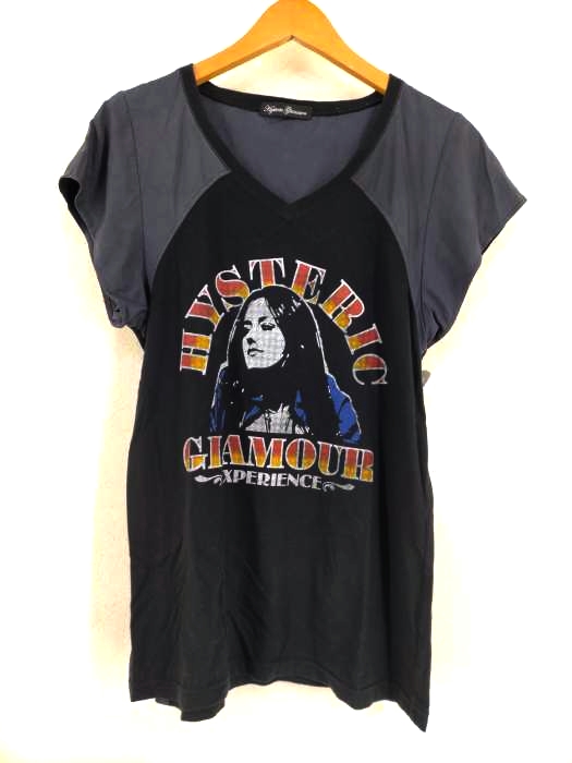ヒステリックグラマー HYSTERIC GLAMOUR Vネック 切替Tシャツ レディース FREE