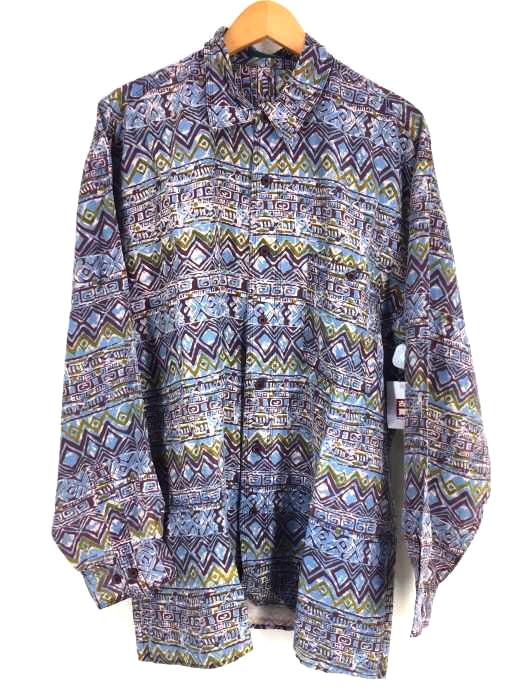 ユーズドフルギ USED古着 {{LAVORD UOMO}} 長袖総柄シルクボタンシャツ メンズ  L