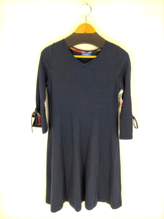 ブルーレーベルクレストブリッジ BLUE LABEL CRESTBRIDGE vネック リボン装飾 フレアスリーブ ワンピース レディース  38
