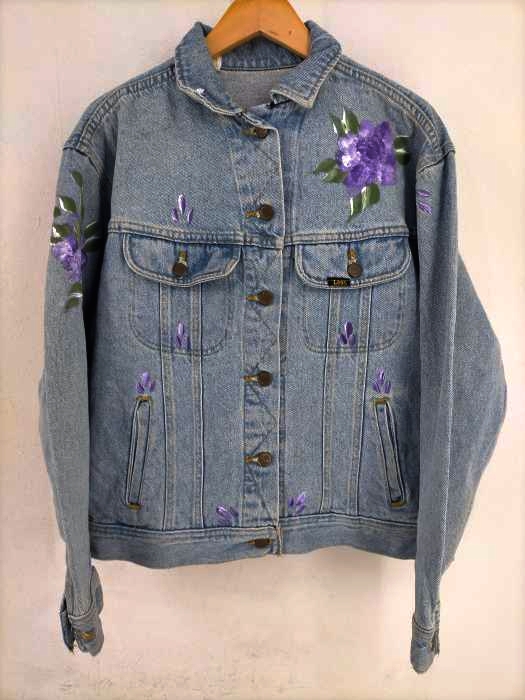 リー Lee 70S~80S MADE IN USA ハンドペイント デニムジャケット レディース JPN：M