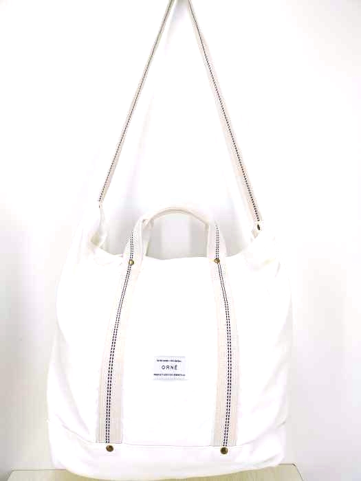 オルネ orne  フローニードルラージトート 刺繍ロゴキャンバストートバッグ レディース 表記無
