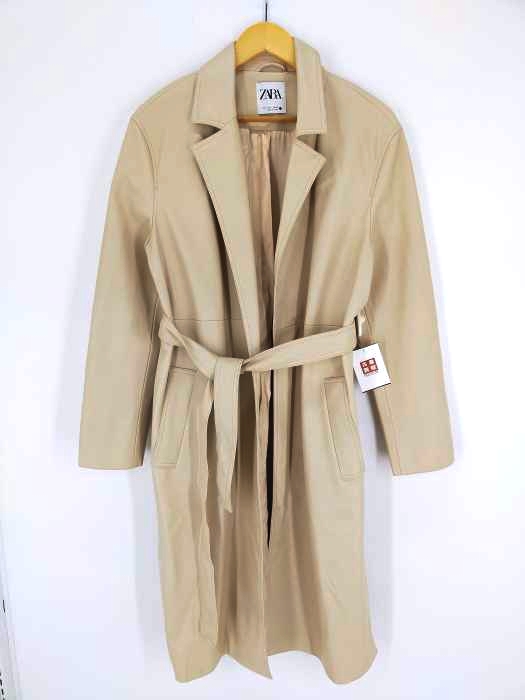ザラ ZARA エコレザーロングコート レディース import：L