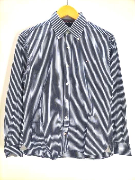 トミーヒルフィガー TOMMY HILFIGER CUSTOM FIT B.D ストライプシャツ メンズ import：M
