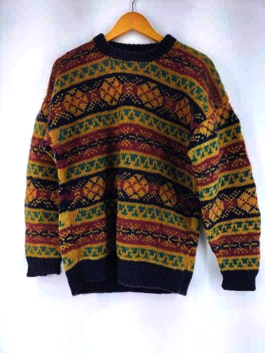 ユーズドフルギ USED古着 HAND KNIT 総柄ニット メンズ 表記無