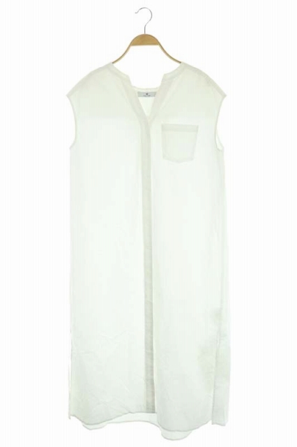 USED古着(ユーズドフルギ) アーバンリサーチサニーレーベル URBAN RESEARCH Sonny Label 19SS スリットシャツロングワンピース ノースリーブ Vネック F 白 ホワイト /CM ■OS レディース レディース  F