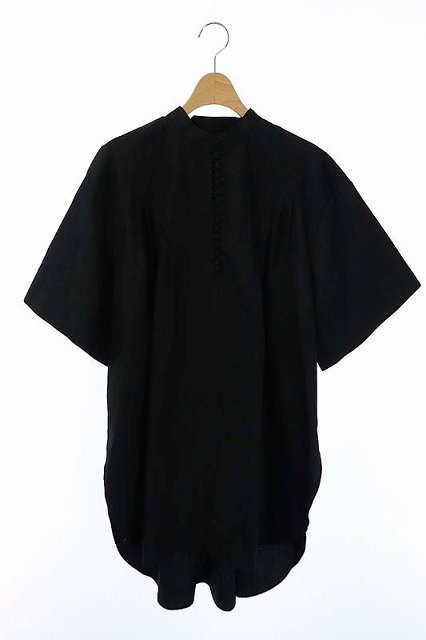 ADORE(アドーア) 21SS ハイカウントブロードブラウス 七分袖 チュニック丈 プルオーバー 38 黒 ブラック /CM ■OS レディース  38(日本サイズM相当）