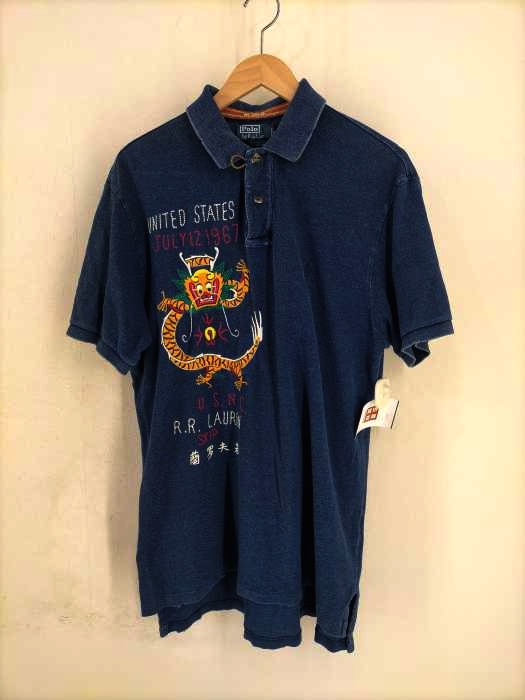 Polo by RALPH LAUREN(ポロバイラルフローレン) インディゴ染ドラゴン刺繍ポロシャツ メンズ JPN：XL