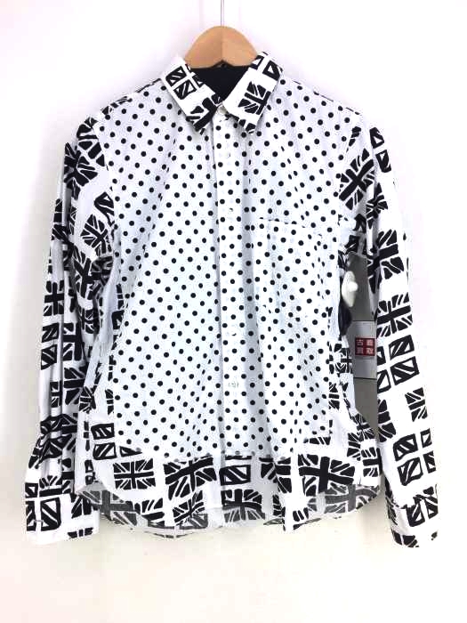 BLACK COMME des GARCONS(ブラックコムデギャルソン) AD2012 ドット切替 ユニオンジャックプリント シャツ メンズ XS