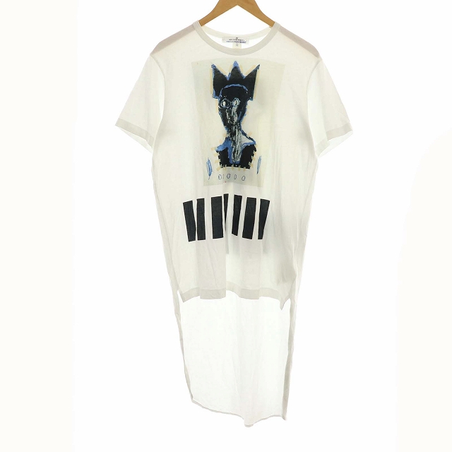 COMME des GARCONS SHIRT(コムデギャルソンシャツ) jean michel basquiat  プリントバックロング丈Tシャツ カットソー 半袖 L 白 ホワイト /KH メンズ  L