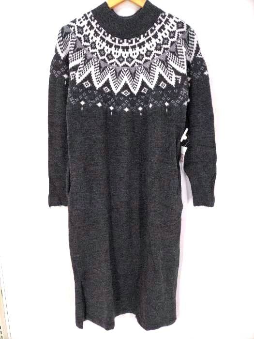 AZUL by moussy(アズールバイマウジー) 求心柄ニットワンピース レディース  M