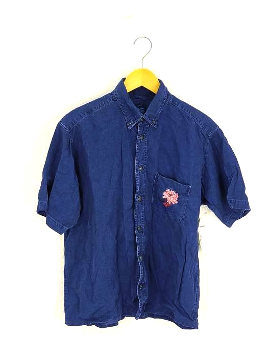 KENZO JEANS(ケンゾージーンズ) 刺繍入り Indigo Denim S/S Shirt テンセル メンズ import：M