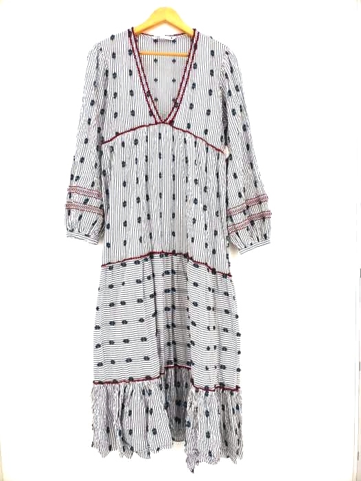 ZARA(ザラ) ストライプティアードワンピース シアサッカー レディース import：S