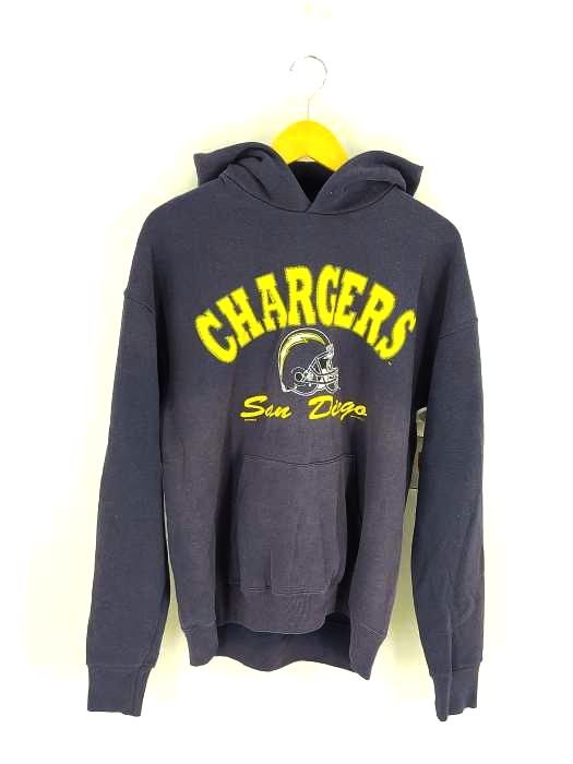 ユーズドフルギ USED古着 90S LEE SPORTタグ USA製 ©NUTMEG 1996 CHARGERS チーム プリント プルオーバーパーカー フェード メンズ  M
