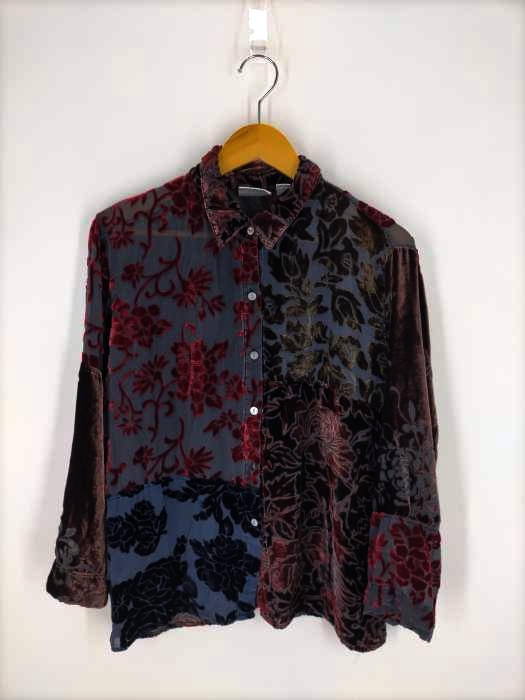 USED古着(ユーズドフルギ) 花柄レースベロアシャツ レディース  2