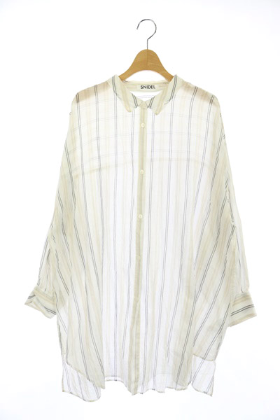 snidel(スナイデル) 19SS オーバーシャツワンピース ミニ 長袖 ストライプ F オフホワイト /MY ■OS レディース  F
