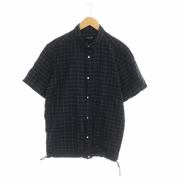 agnes b.(アニエスベー) SPORT 18SS チェック シャツ 半袖 40 紺 ネイビー マルチカラー /DF メンズ  40（日本サイズL相当）