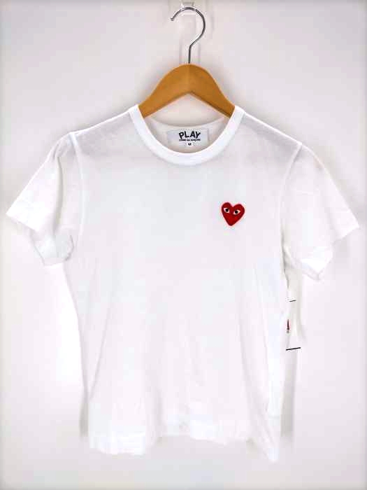 PLAY COMME des GARCONS(プレイコムデギャルソン) AD2018 ハートワッペン半袖Tシャツ レディース JPN：M