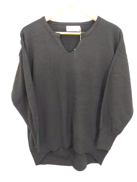 アズールバイマウジー AZUL by moussy キーネックドロップショルダーラウンドヘムニット レディース  S