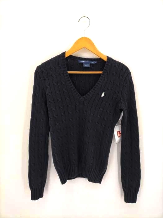 RALPH LAUREN SPORT(ラルフローレンスポーツ) スモールポニー刺繍ケーブルVネックニット レディース JPN：S