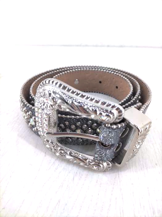 ビービーサイモン b.b.simon SWAROVSKI CRYSTAL WESTERN LEATHER BELT メンズ  38