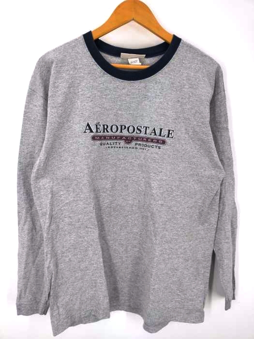 AEROPOSTALE(エアロポステール) USA製 プリント L/S リンガーネックシャツ メンズ import:S
